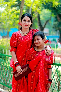 Red Block Saree with Baby Saree 